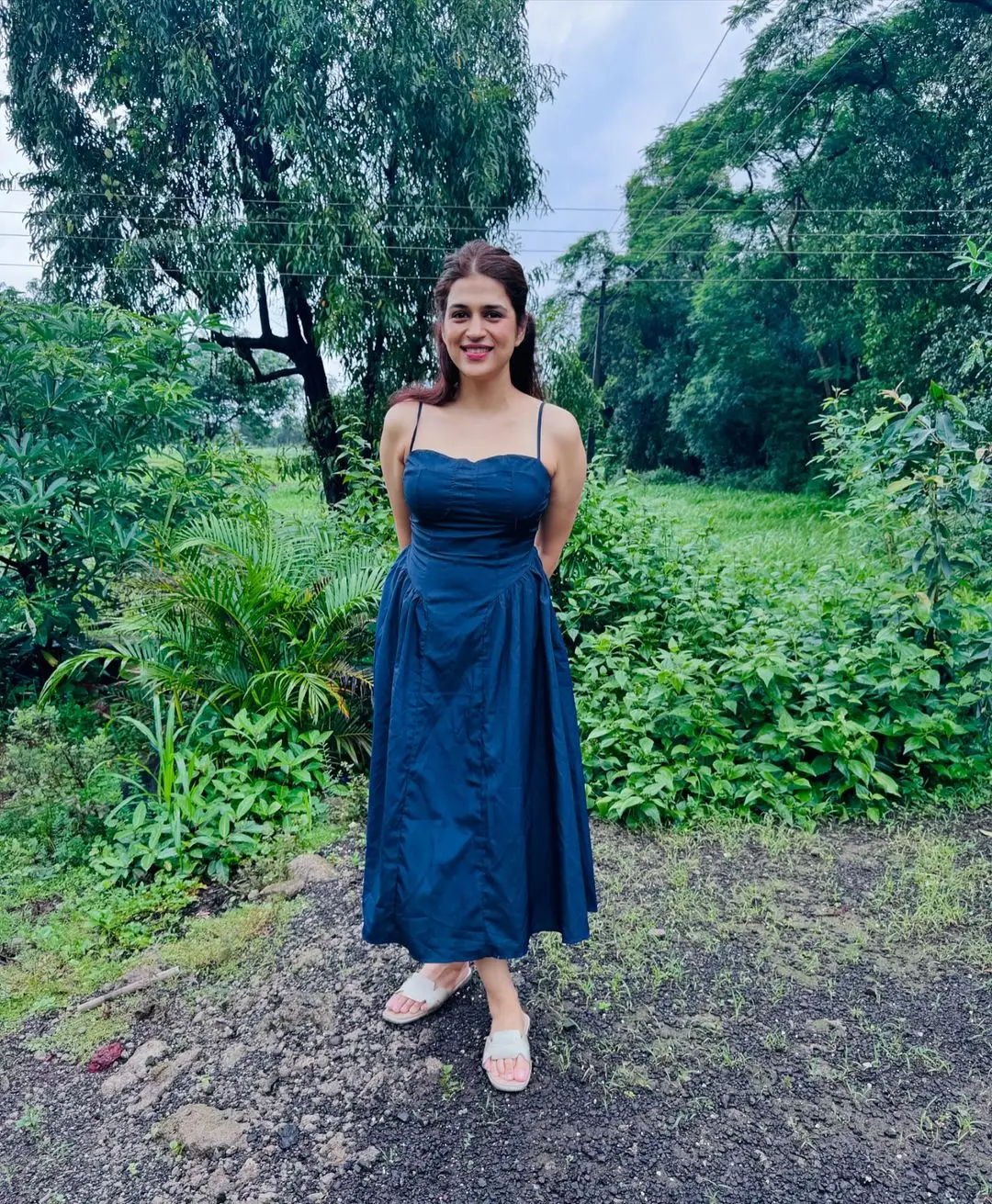 Bollywood Actress Shraddha Das In Beautiful Blue Gown